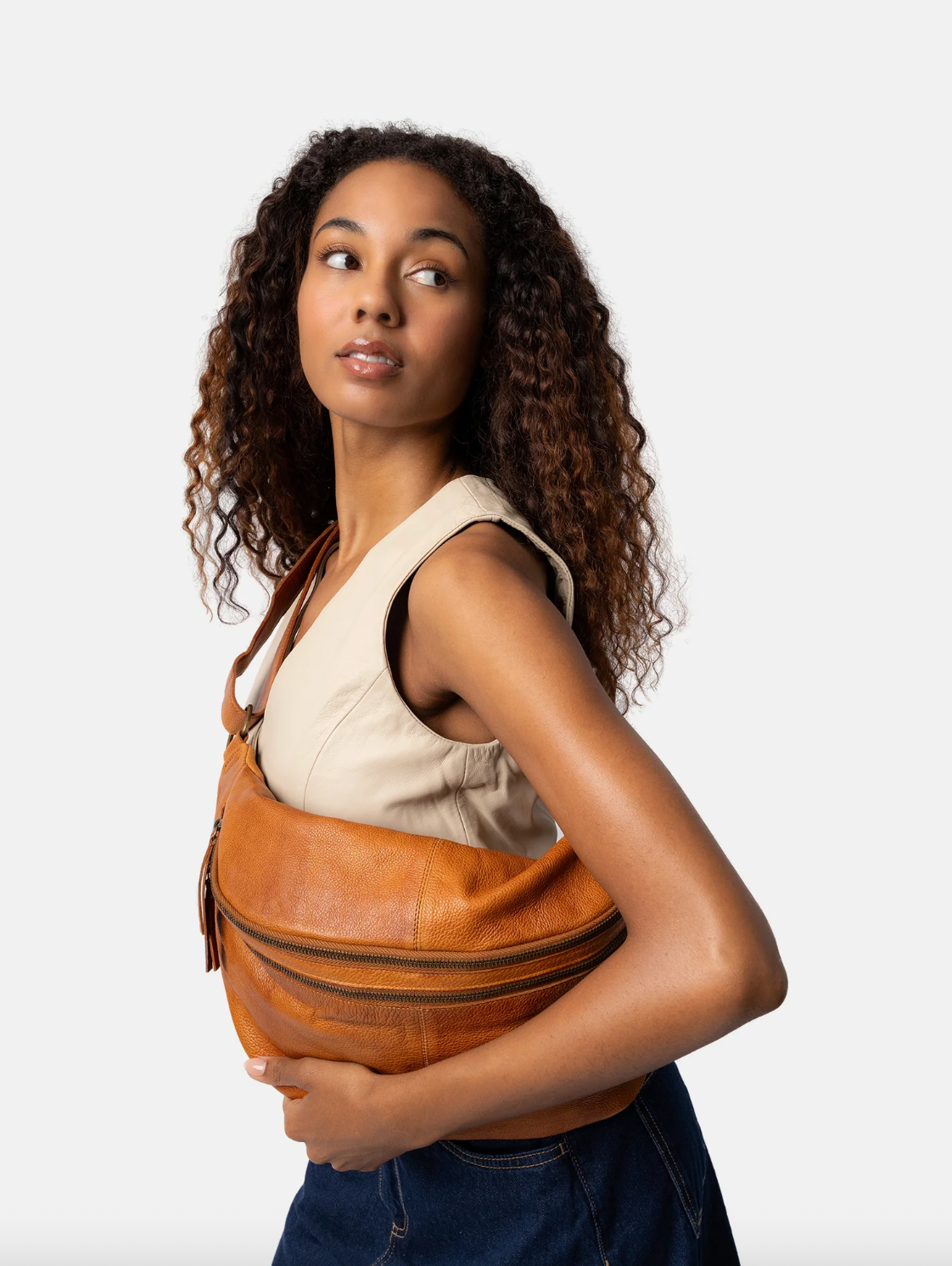 Sac banane Jina Big Cognac