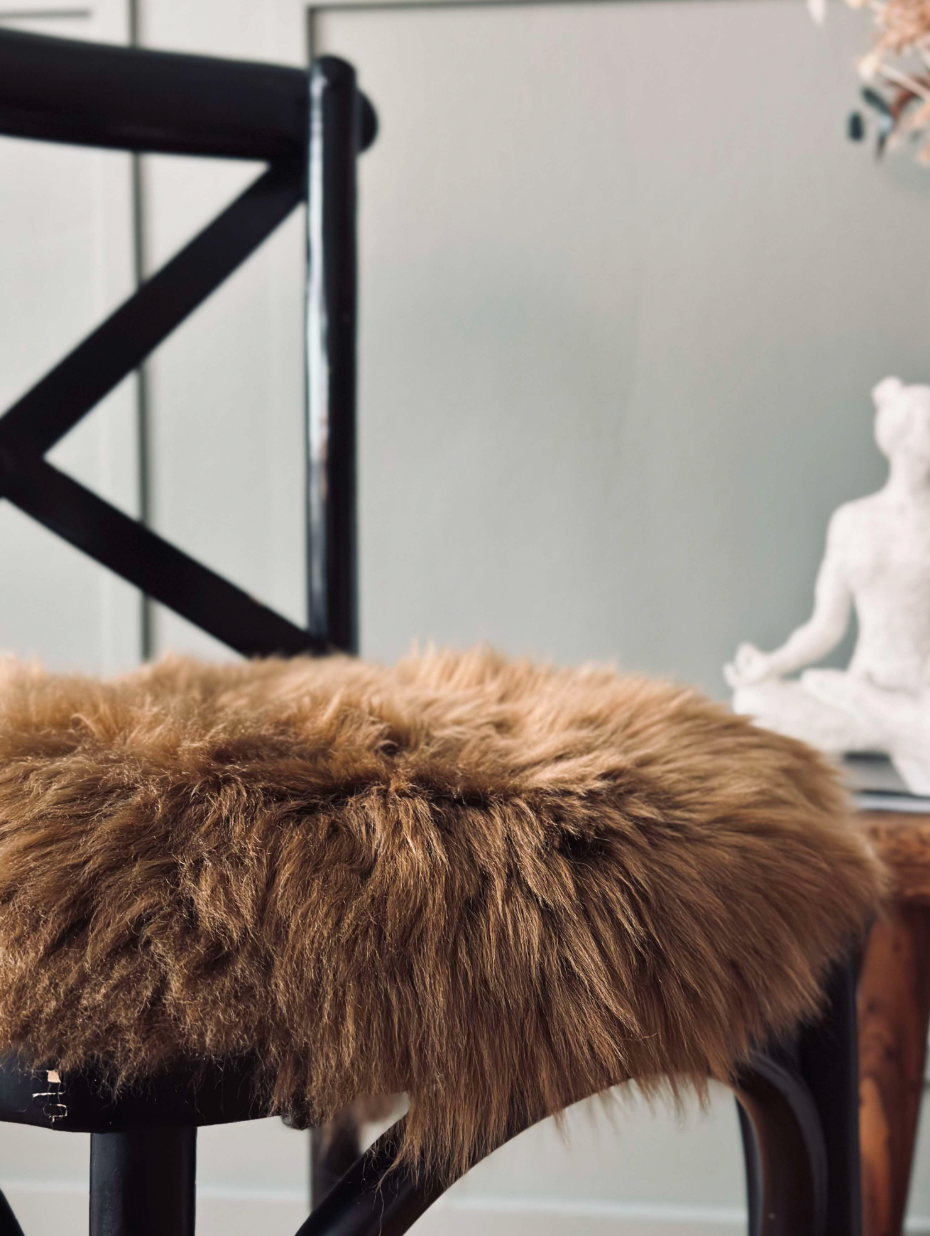 Peau de siège Ø 34 cm - Peau de mouton brune