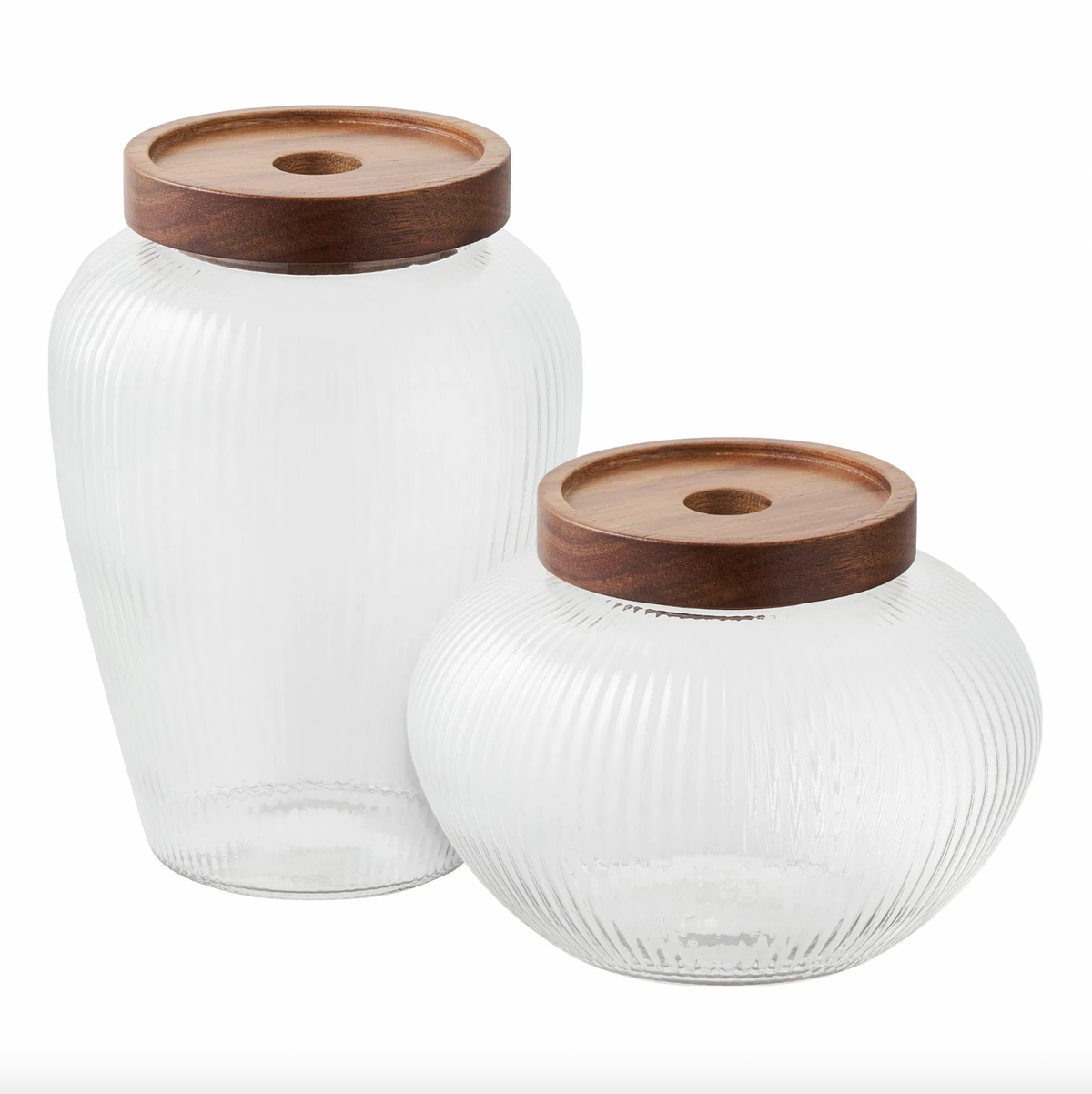 Bocaux de rangement avec couvercle en bois - Lot de 2