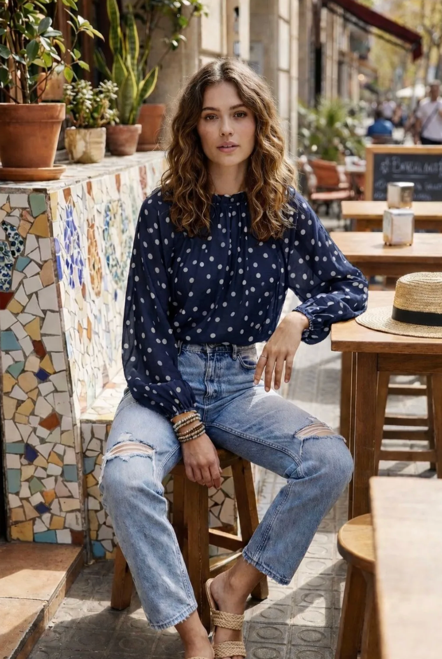 Blouse DOTS - bleu