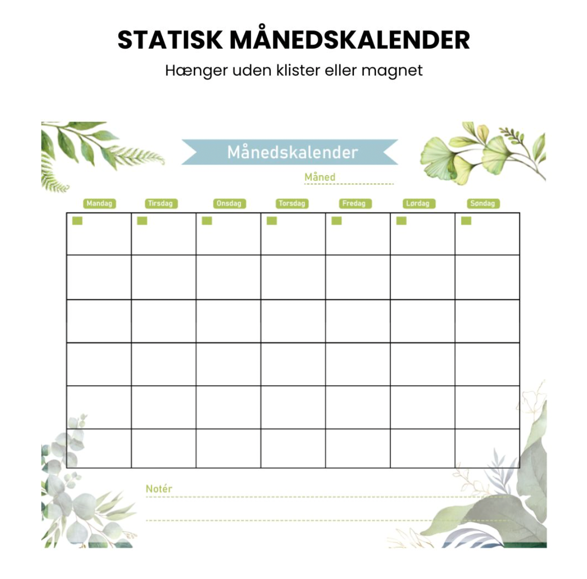 Calendrier mensuel statique