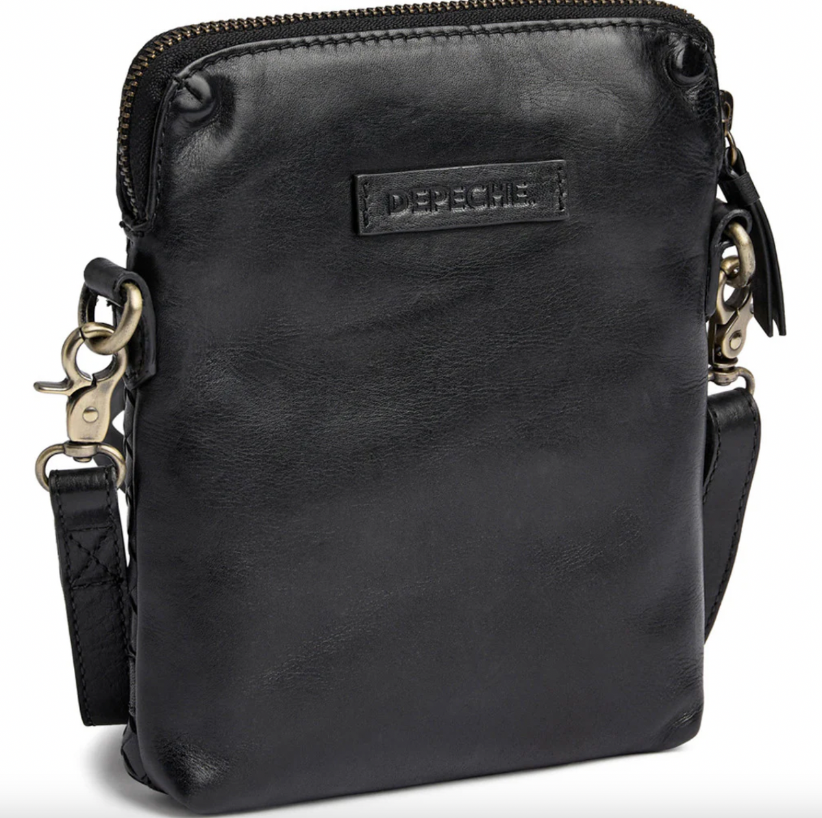 Sac pour téléphone Sofya- tressé à la main noir
