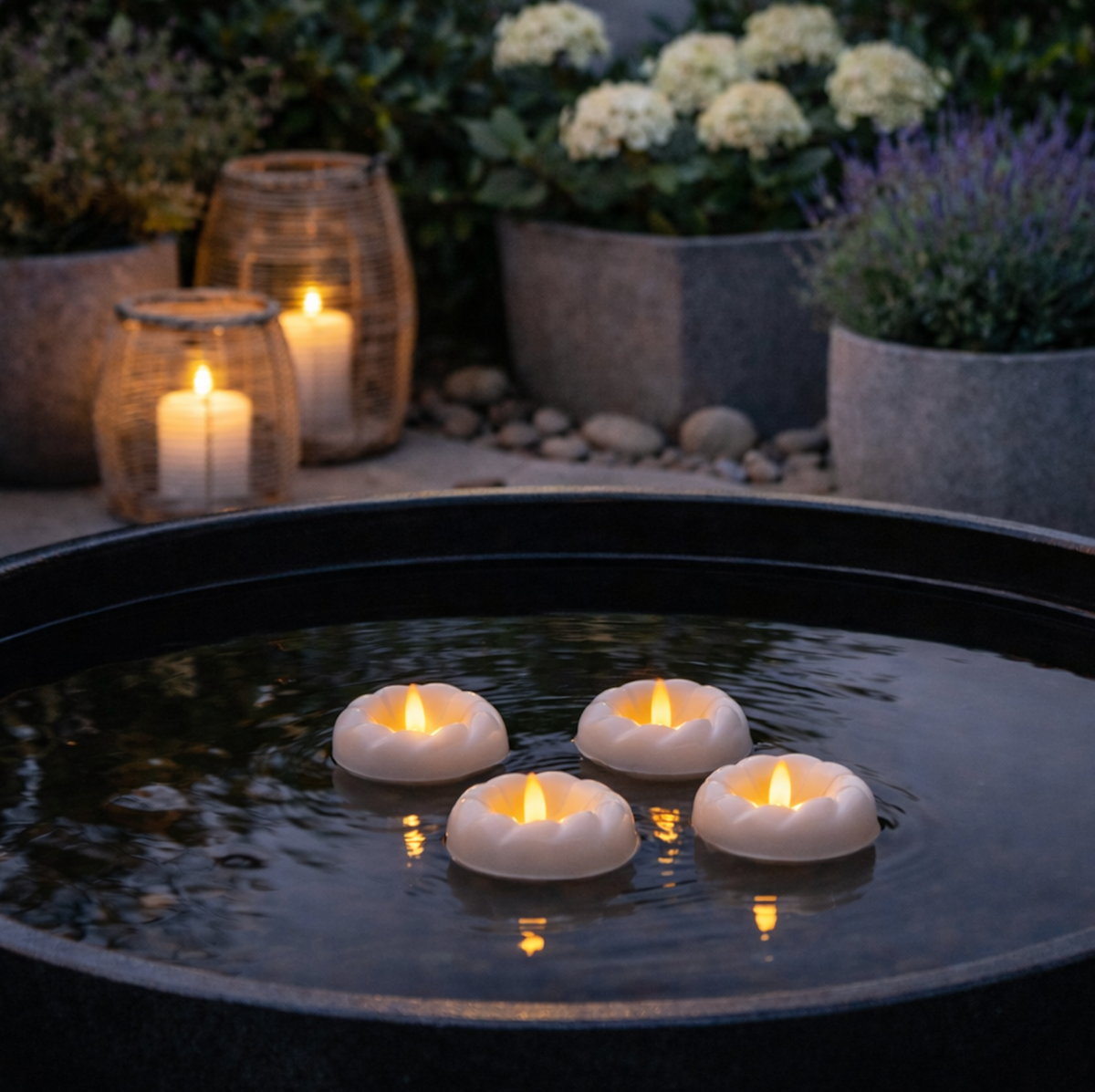 Bougies flottantes avec minuterie - Lot de 4 pièces