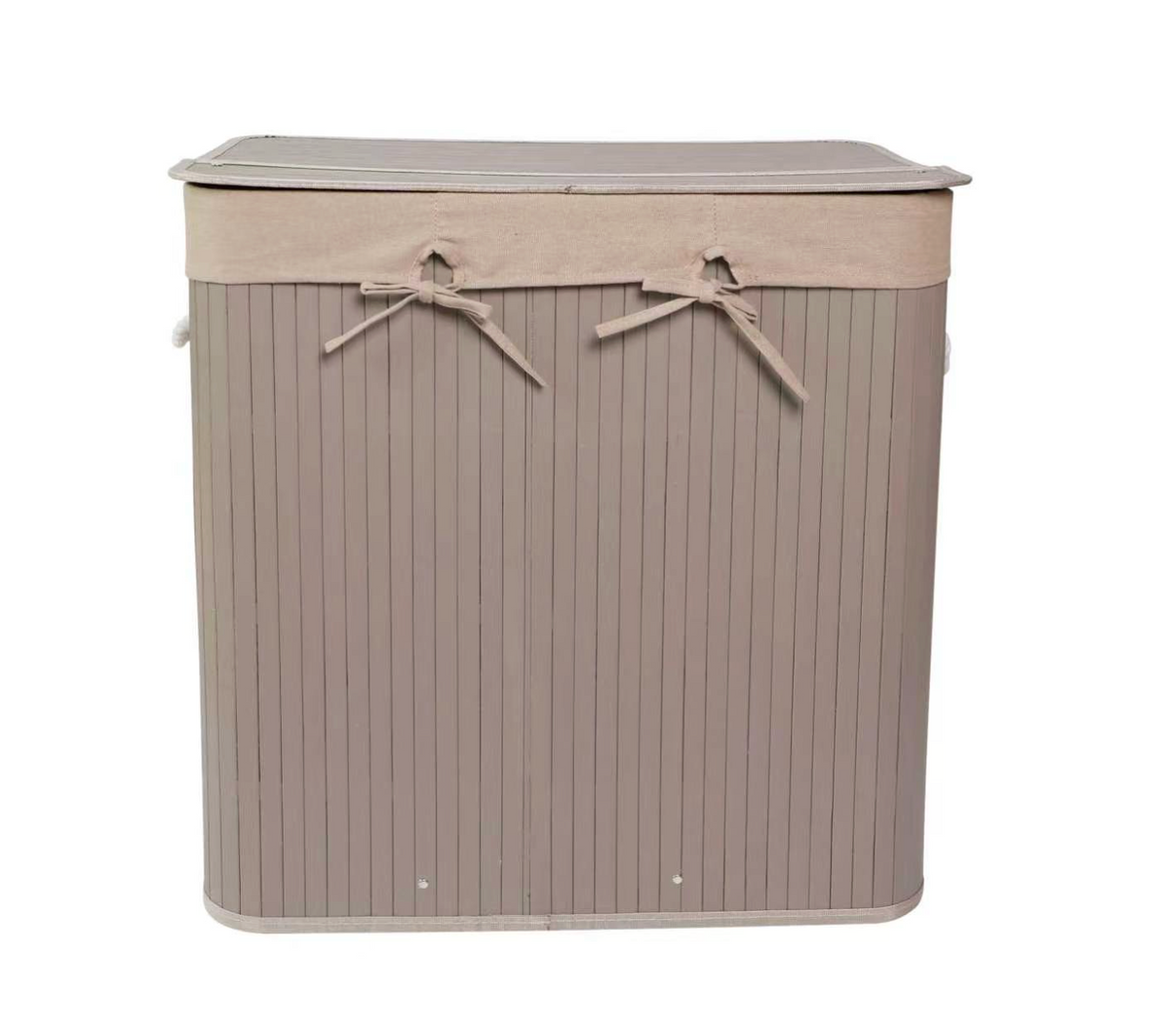 Panier à linge beige – Bambou à trois compartiments