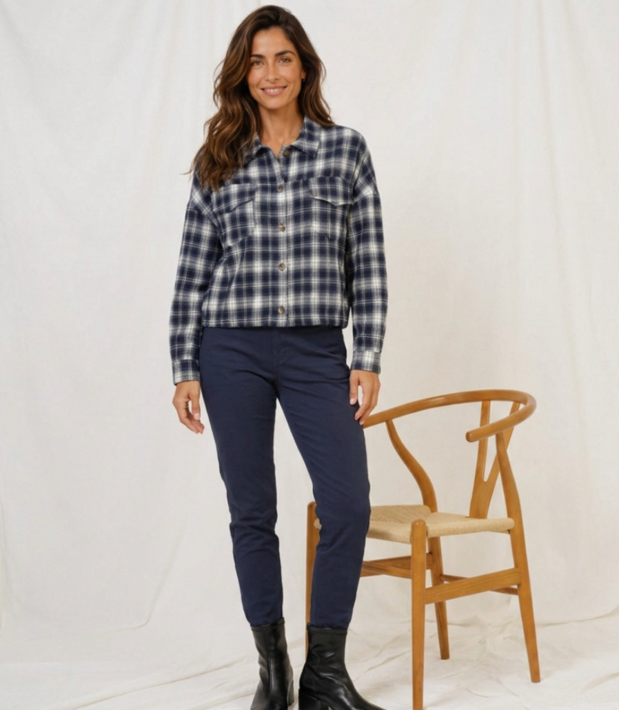 Chemise Marbella – chemise bleue à carreaux