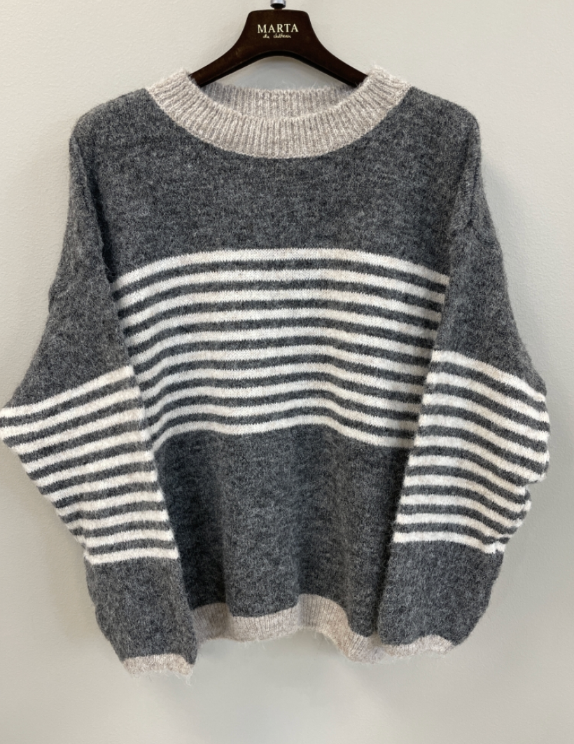 Pull Sicilia Grey – Pull Rayé