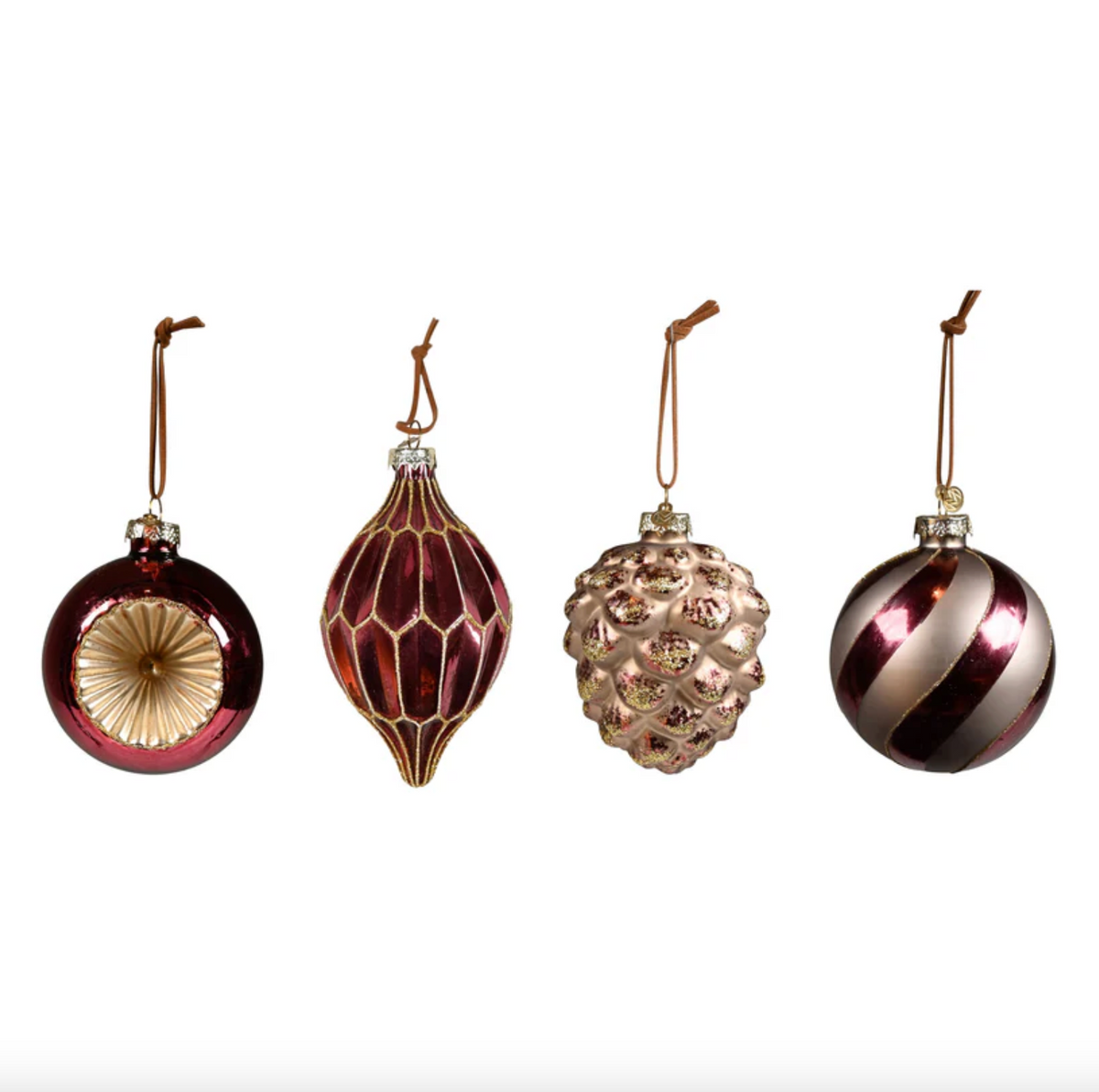 Boules de Noël en verre - Lot de 4 pièces