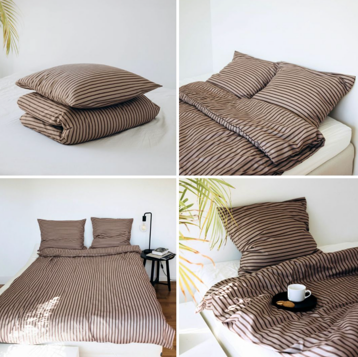 Linge de lit rayé beige rayures 140x200