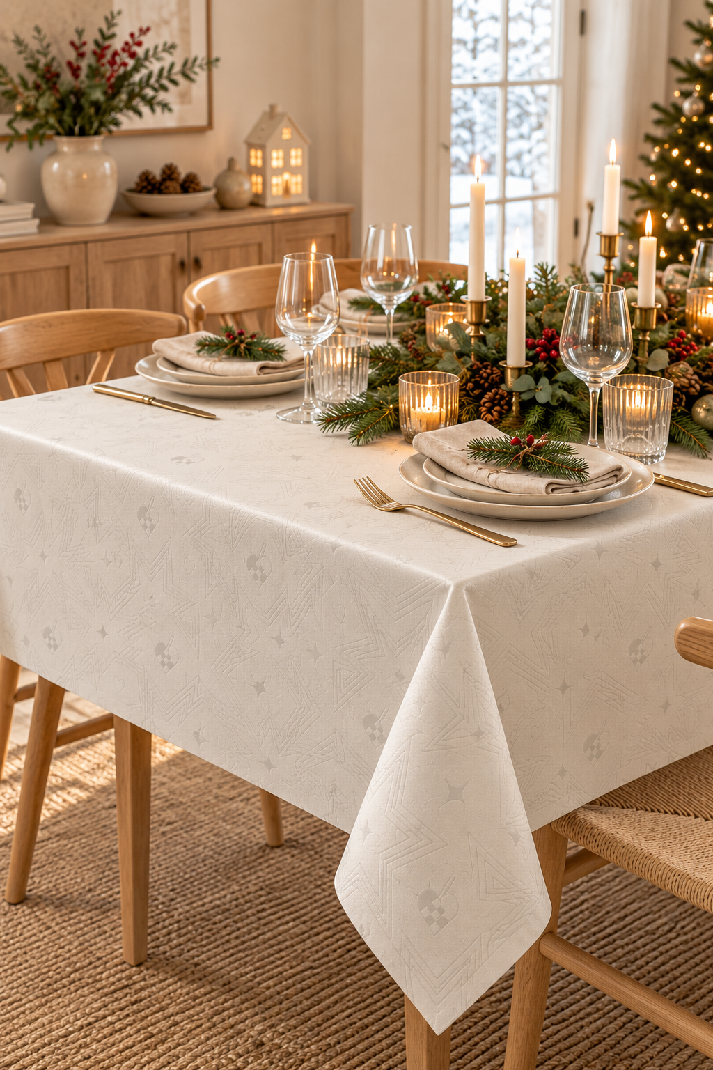 Nappe de Noël en jacquard - 320 cm