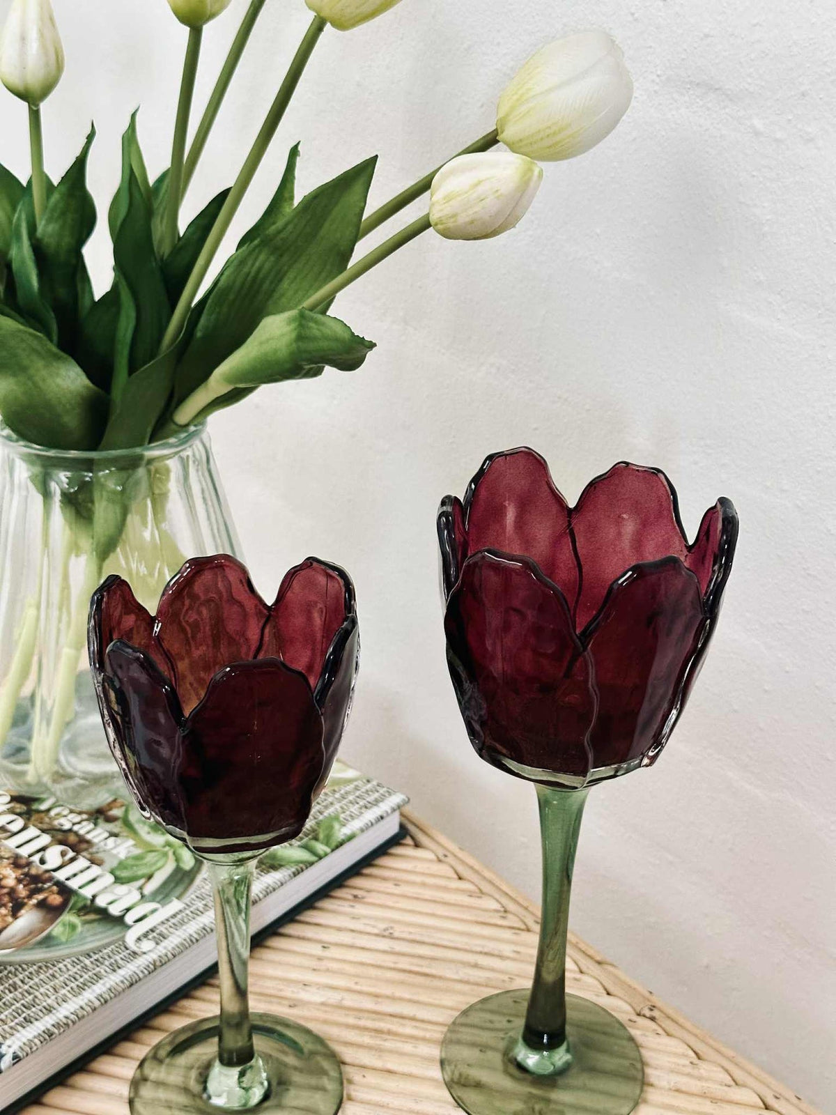 Bougeoir flower - Bordeaux / vert