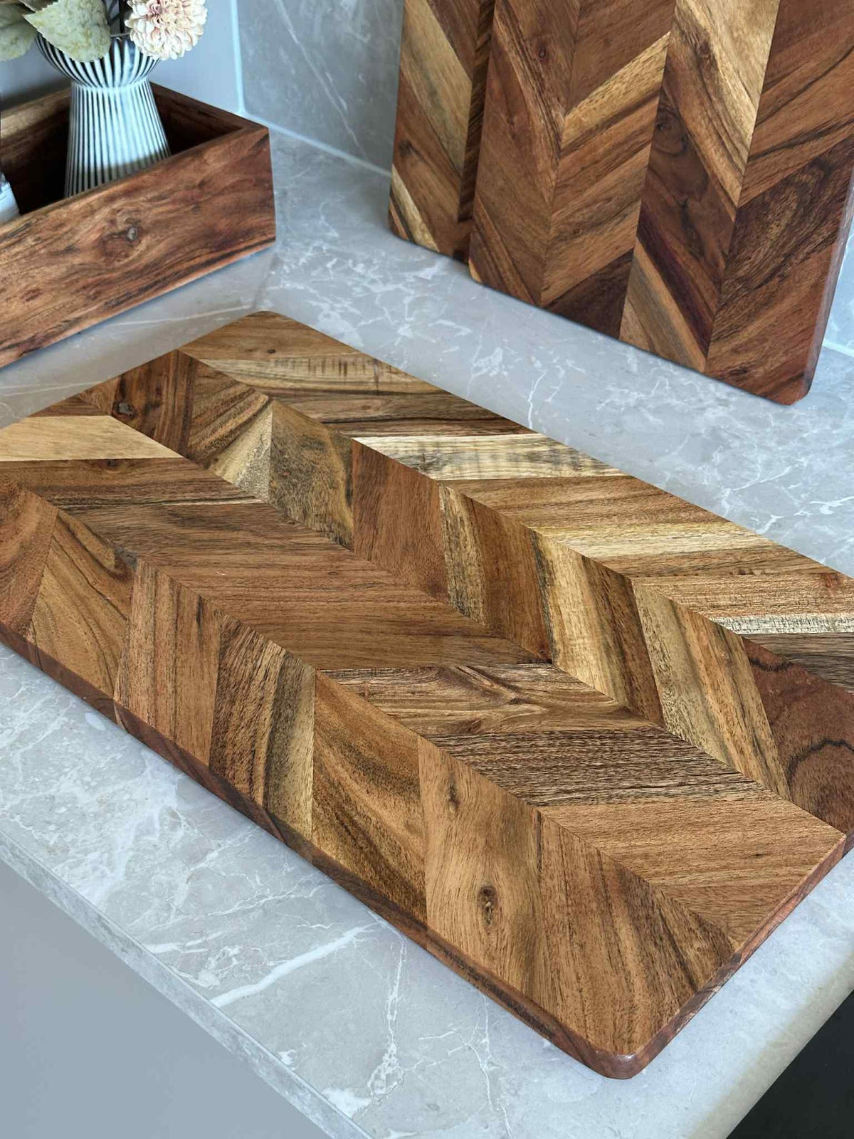 Planche à découper Motif chevrons - Avec huile