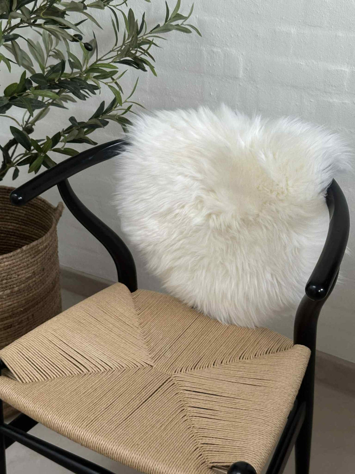 Peau de siège Ø 34 cm - Peau de mouton blanche