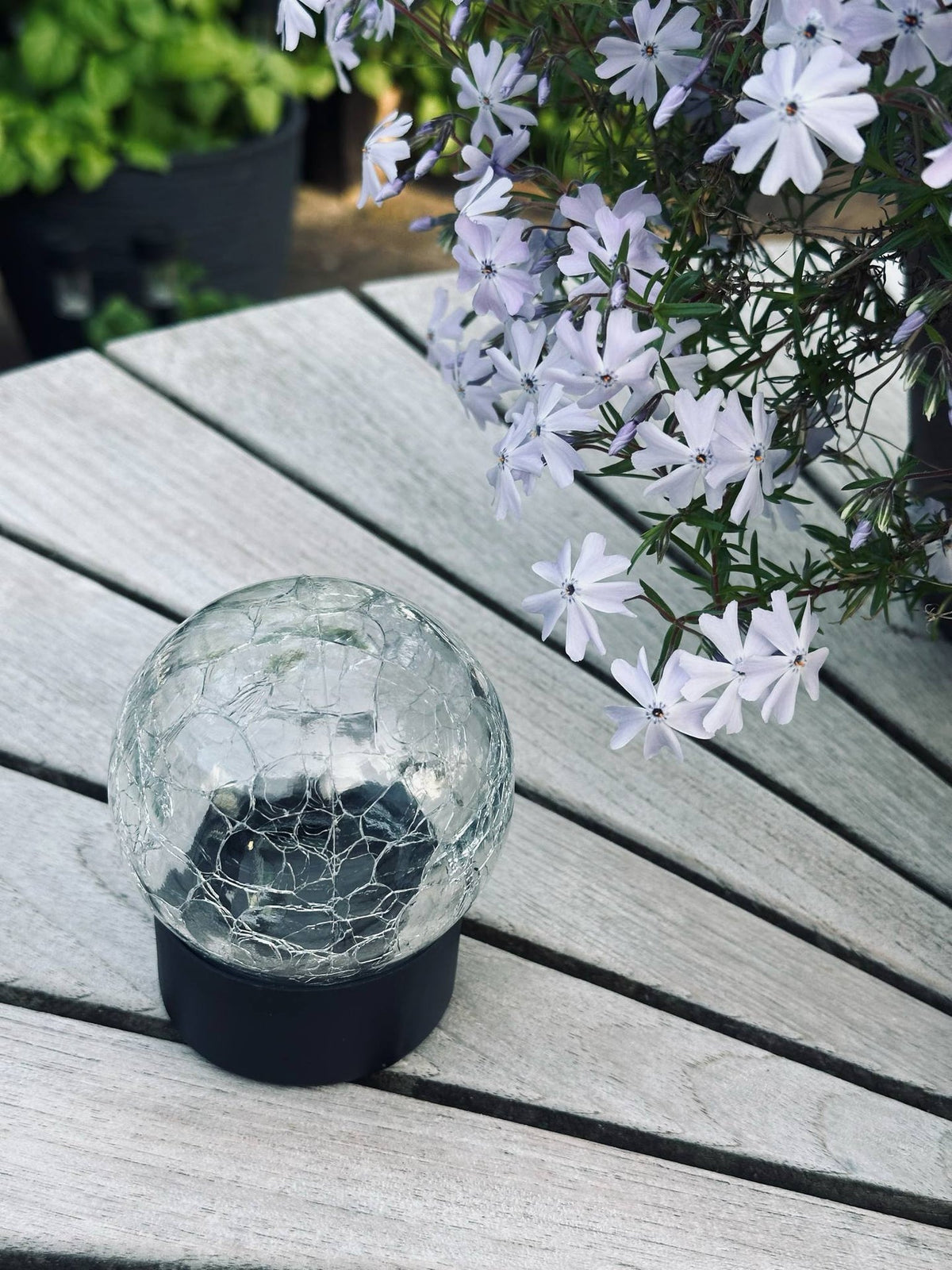 Boule solaire en verre - Base noire
