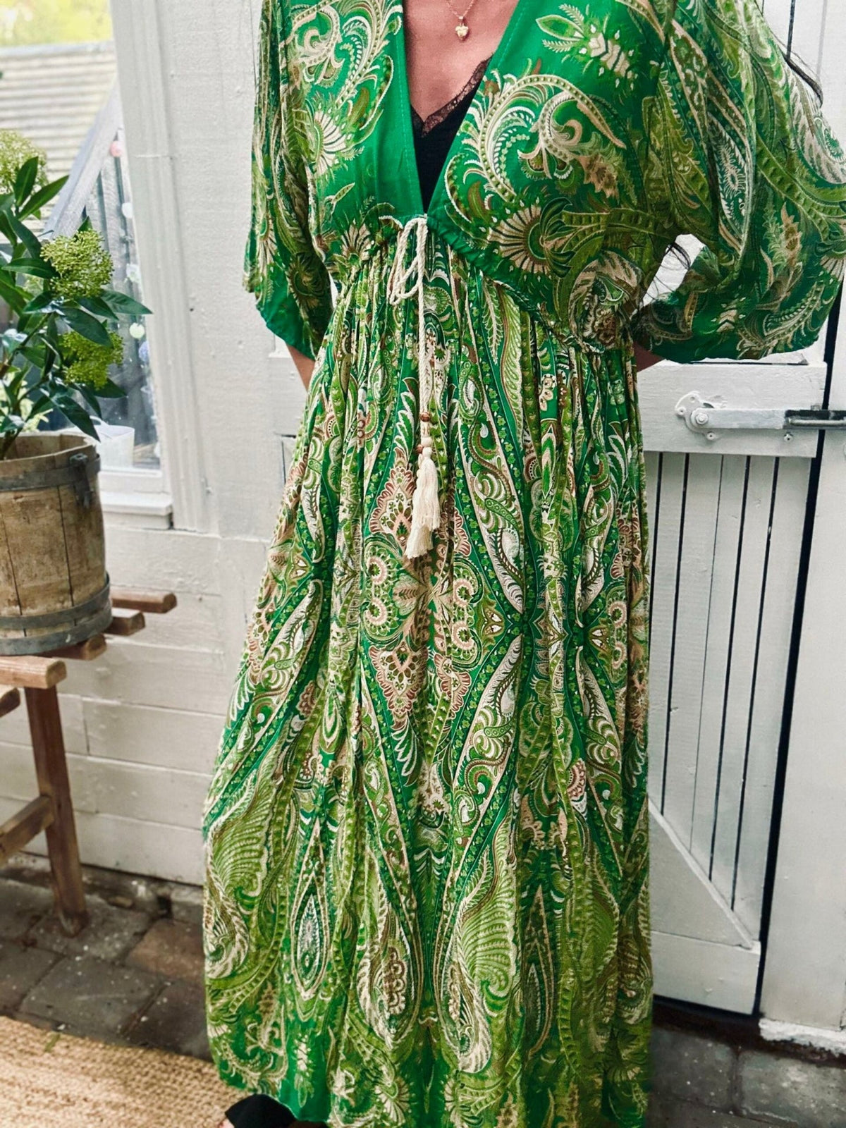 Kjole Boheme Green - VIAMAJA.DK