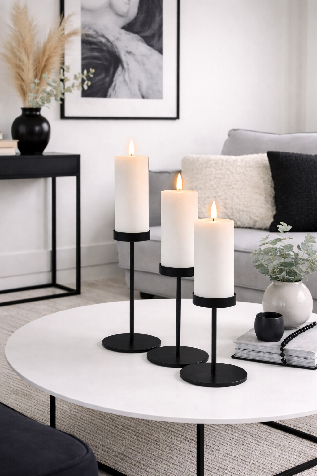 Lot de chandeliers pour bougies piliers – Black Liva