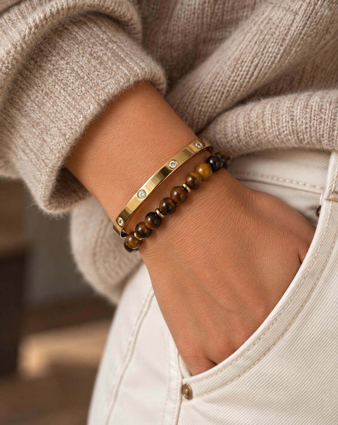 Bracelet rigide Mindy plaqué or 18K