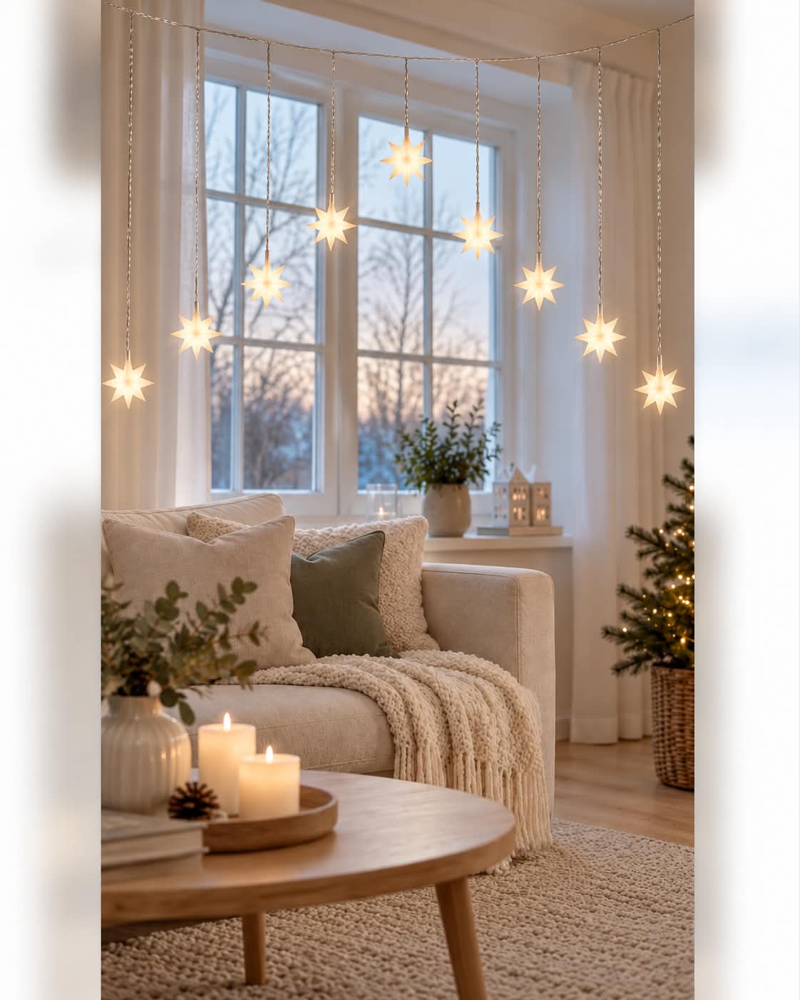 Guirlande lumineuse avec étoiles - Homologuée pour intérieur et extérieur