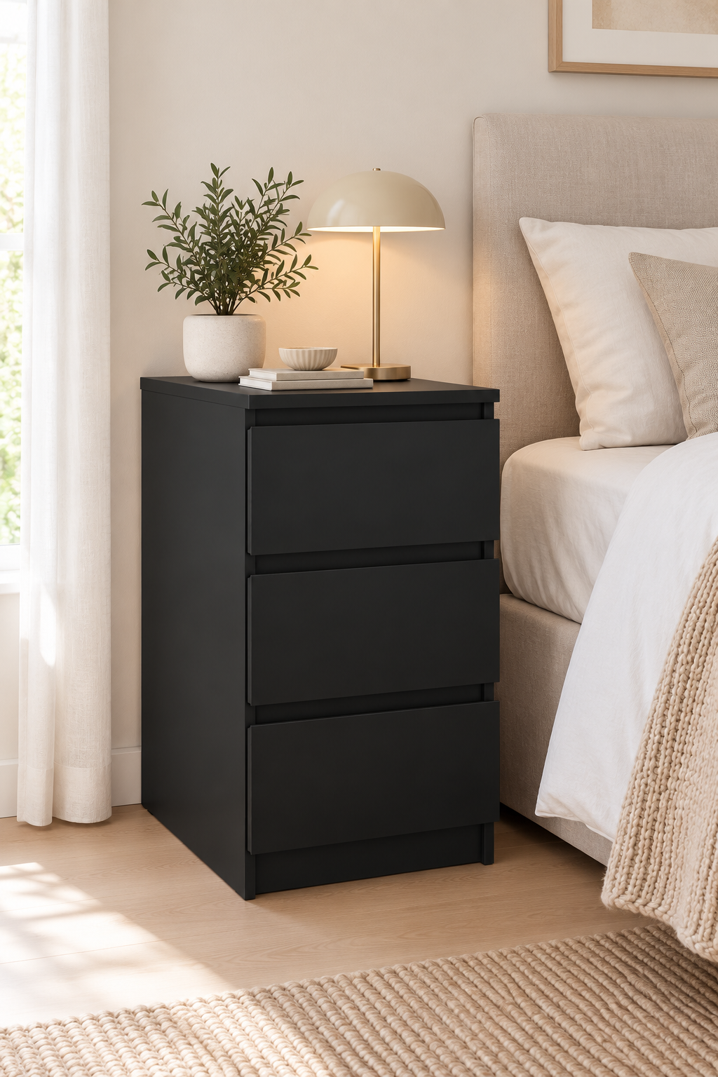 Table de chevet 3 tiroirs - Black