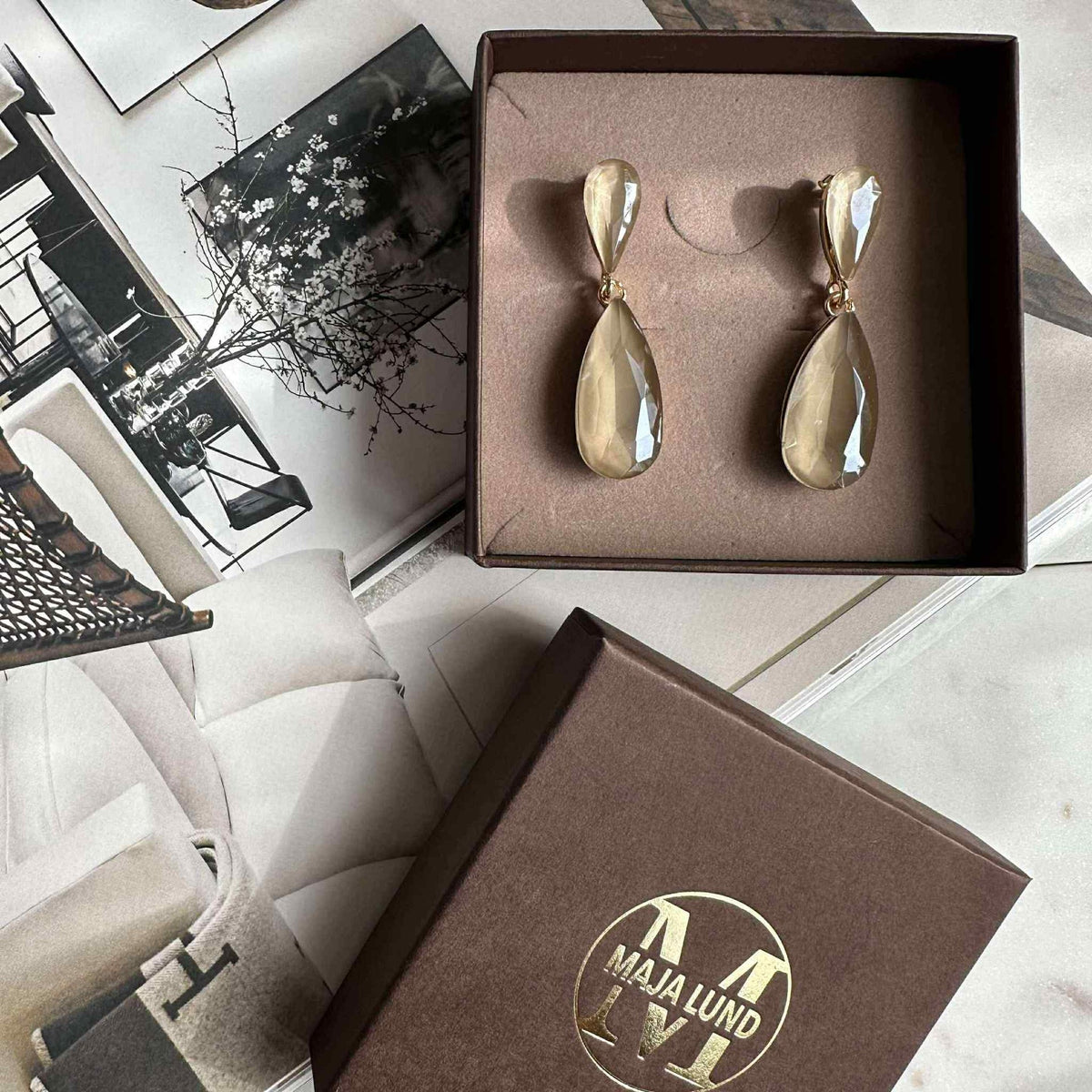 Boucles d’oreilles Maise goutte - Champagne