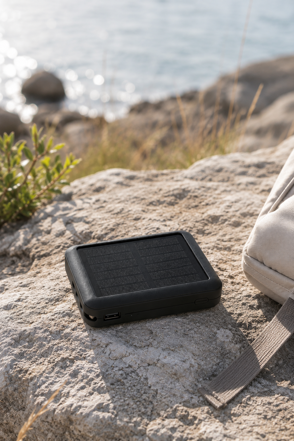 Mini batterie externe solaire avec câbles, 10 000 mAh