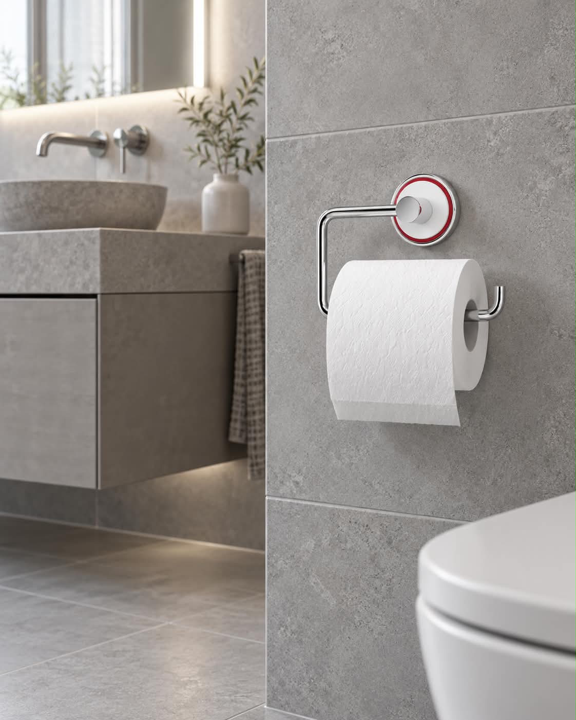Porte-rouleau de papier toilette Mafalda – Chrome et blanc