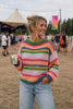 Pull en maille multi rayé - Orange Multi