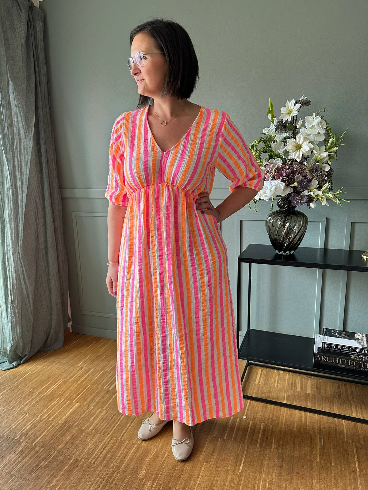 Robe Andrea - Stripe Fuxia/Orange