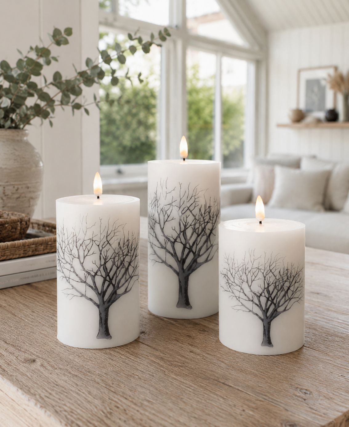Bougies LED block Nature – Lot de 3 pcs et télécommande