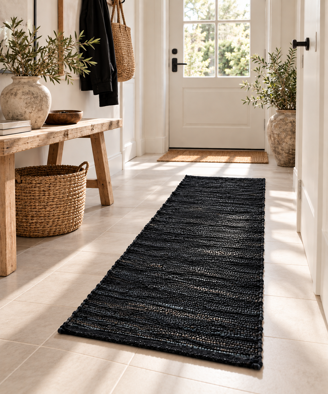 Tapis en cuir noir – 70×140
