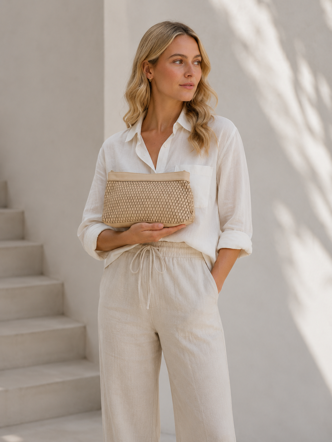 Clutch avec motif perforé - Sable