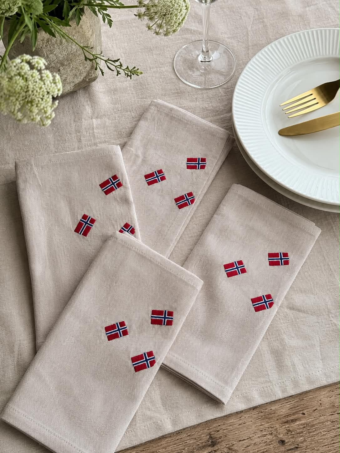 Serviettes de table avec drapeaux norvégiens – 4 pcs