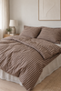 Linge de lit rayé beige rayures  140x200