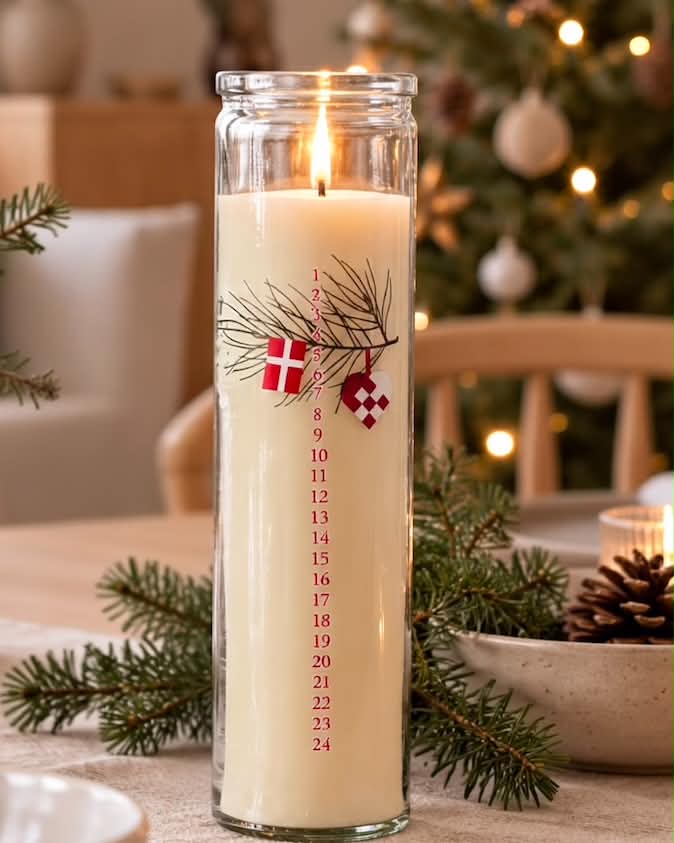 Bougie calendrier en verre - Dansk Jul