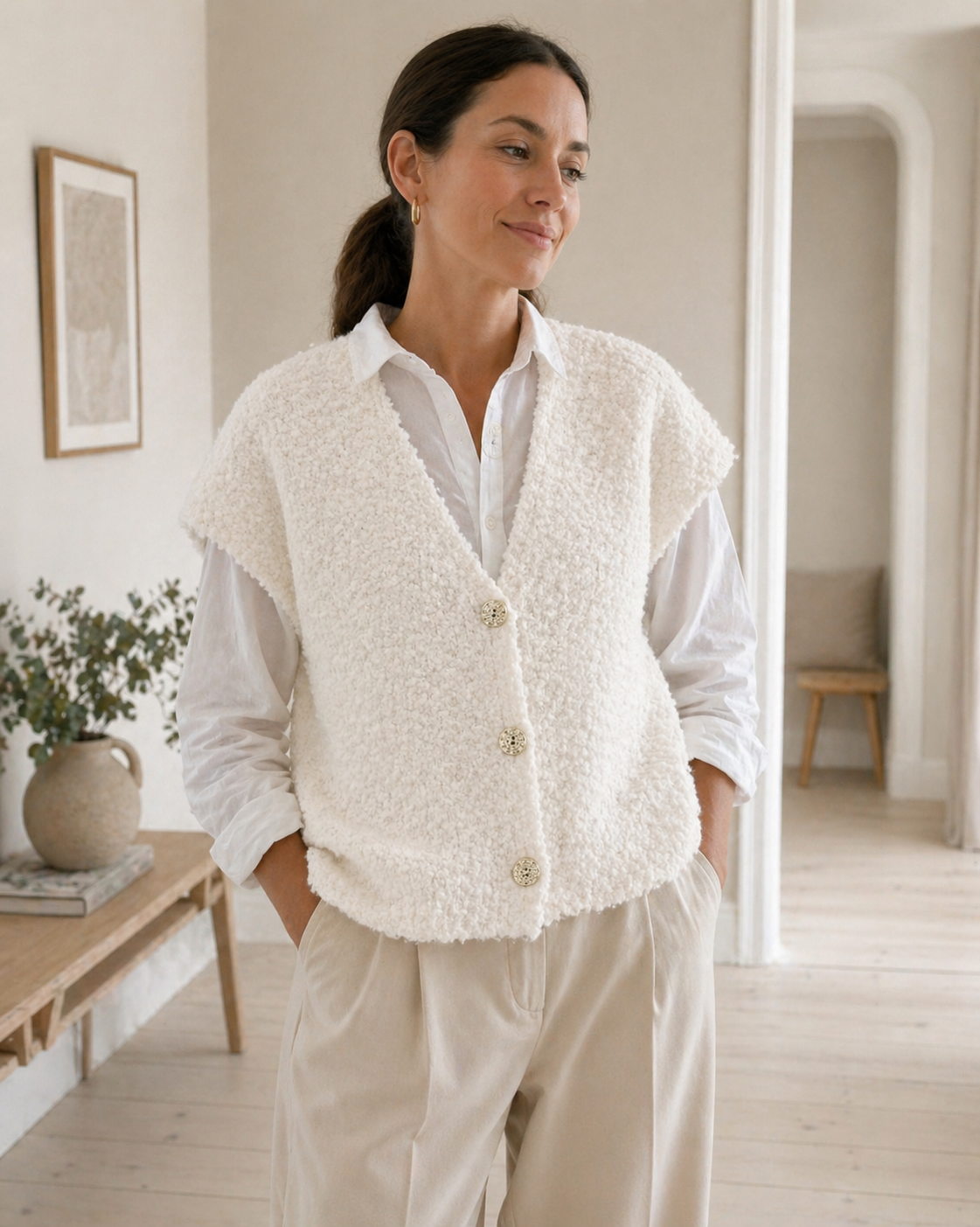 Cardigan à manches courtes - White