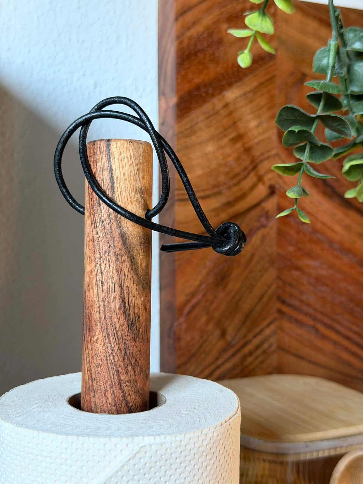 Porte-rouleau de cuisine en acacia