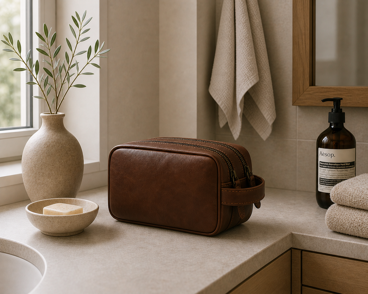 Trousse de toilette double Faust - Dark brown