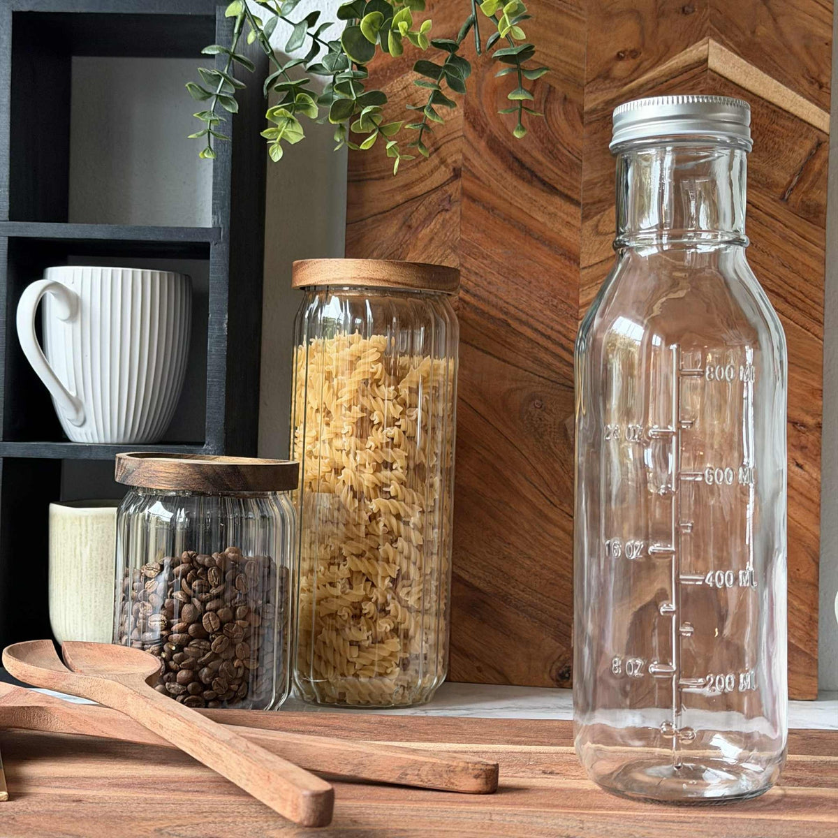 Bouteille en verre avec graduations - 1000 ml