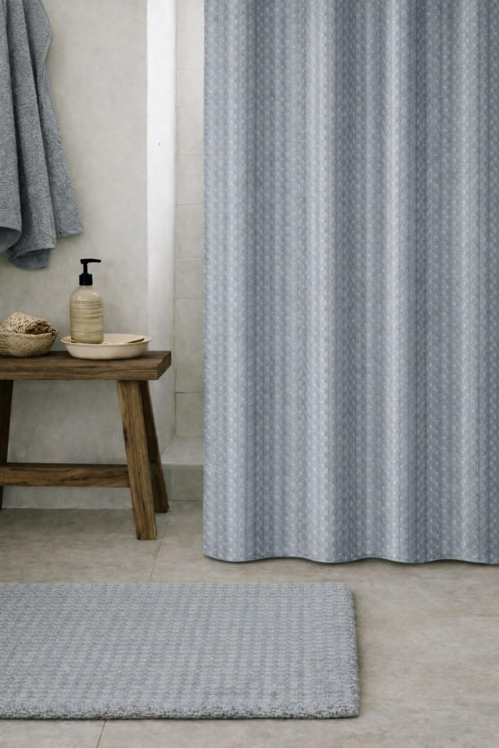 Rideau de douche Minna - Gris / Bleu