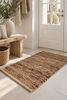Tapis en cuir et jute - Marron 60×90