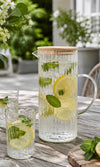 Carafe en verre avec couvercle en bambou