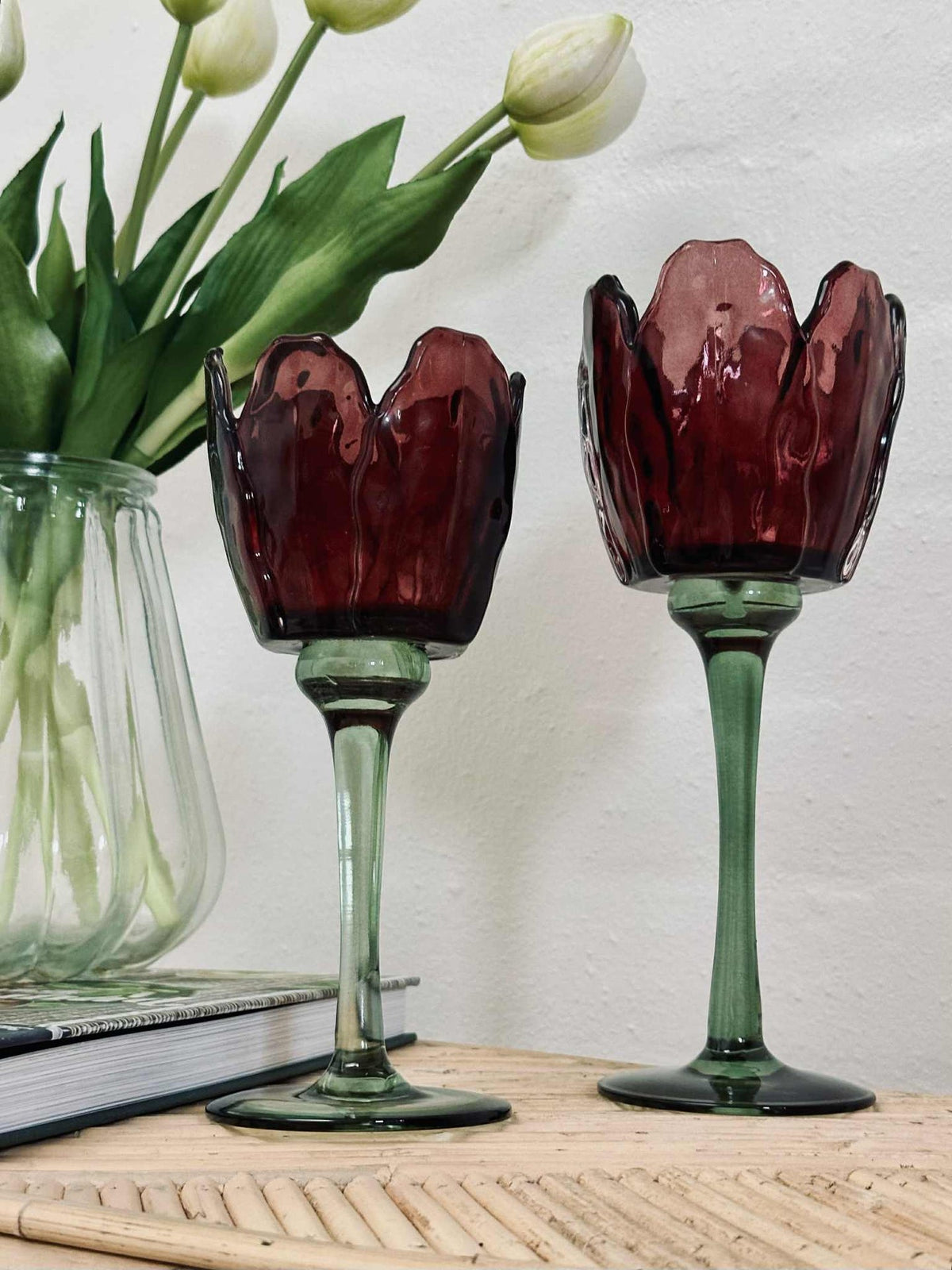 Bougeoir flower - Bordeaux / vert