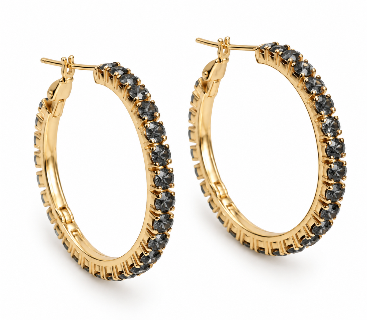 Boucles d’oreilles Smilla Hoops plaquées or 18 carats - Gris foncé