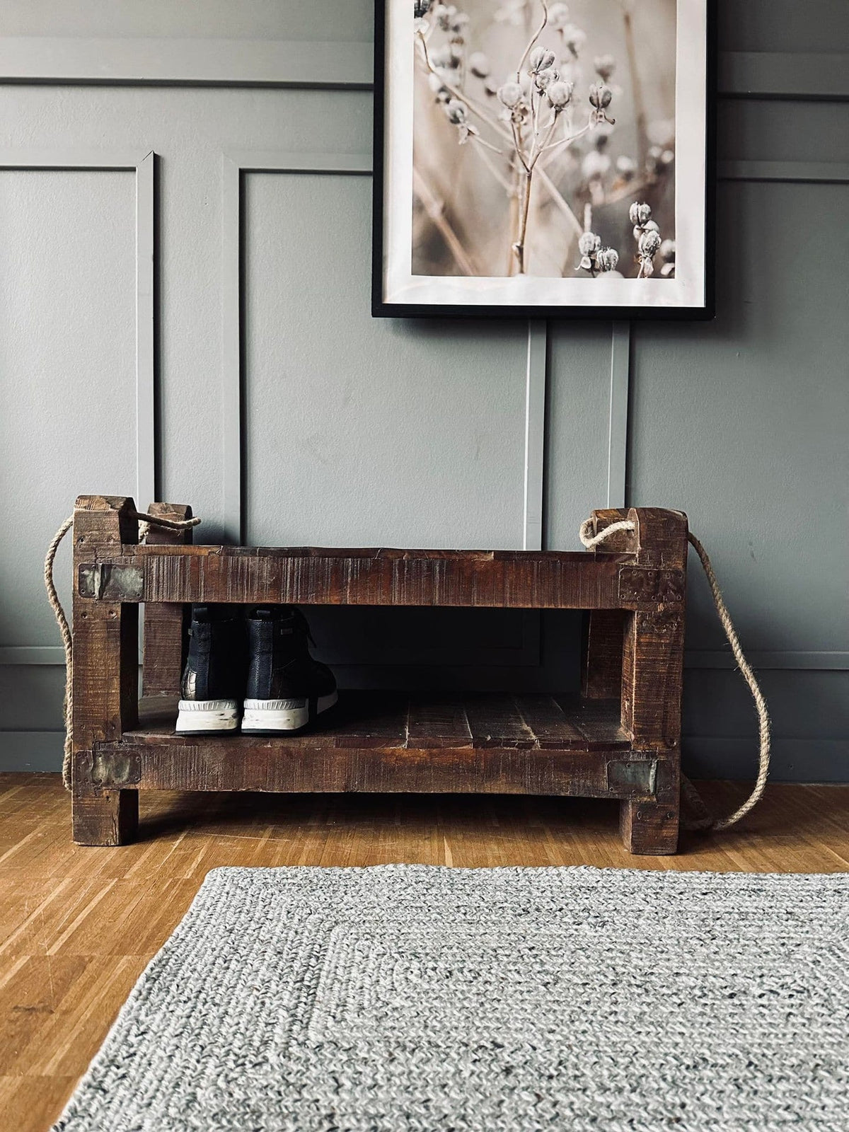 Meuble à chaussures en bois recyclé