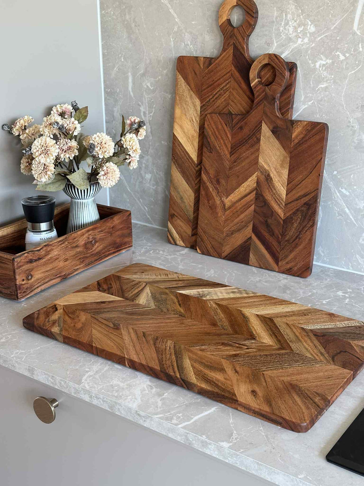 Planche à découper Motif chevrons - Avec huile