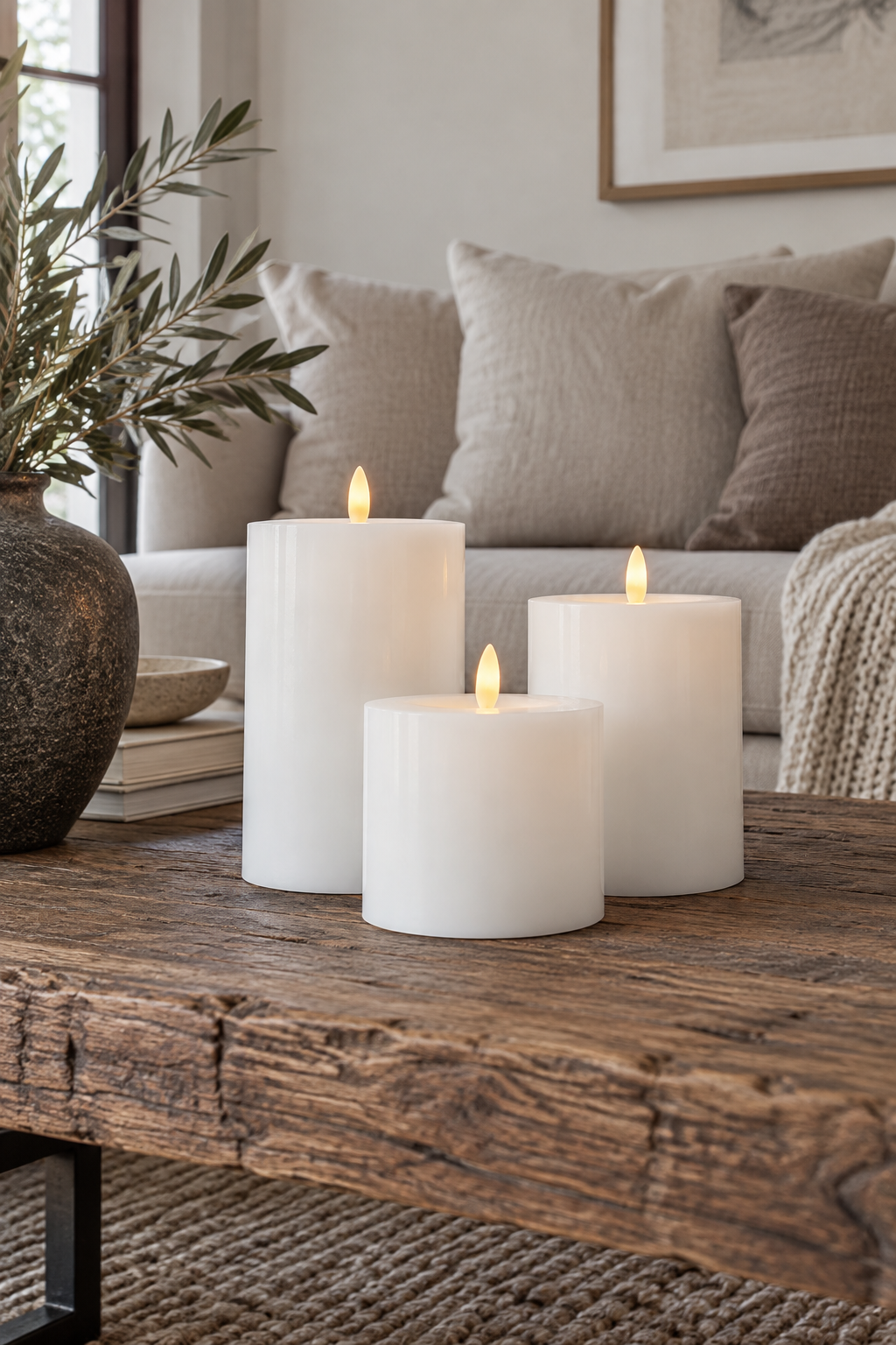 Bougies LED MEGA - Lot de 3 pièces avec télécommande