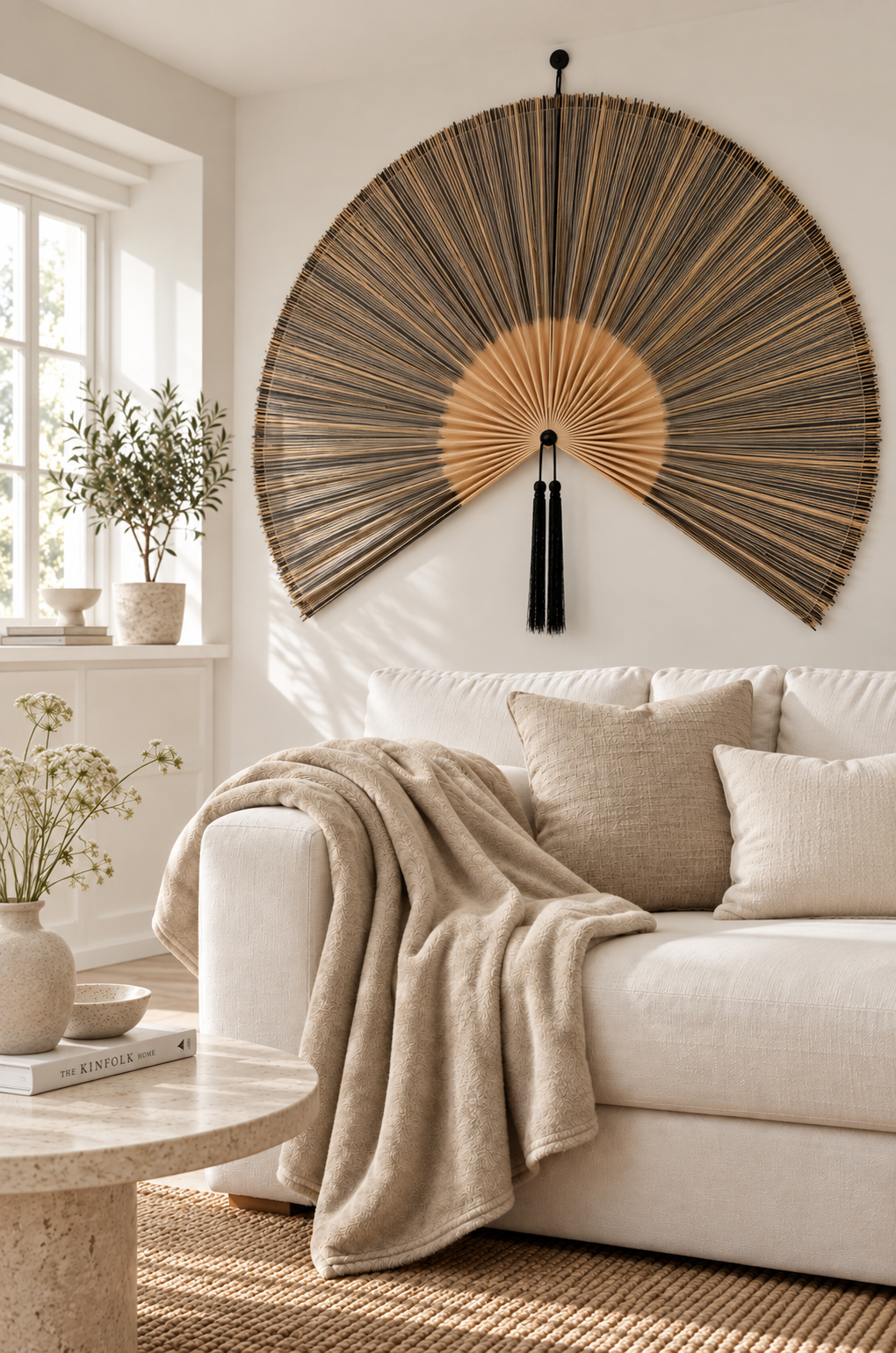 Éventail Nature / Rayé noir – décoration murale