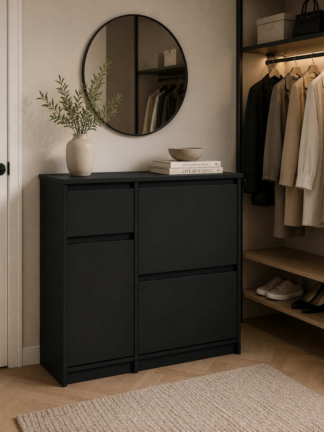 Armoire à chaussures - Noir mat