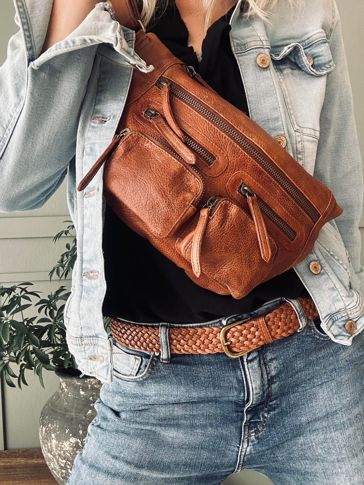 Ceinture Harper walnut tressée