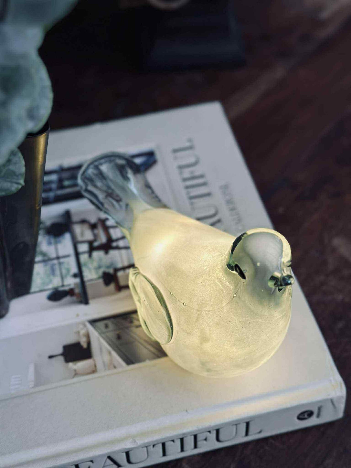 Oiseau LED en verre soufflé - Vert