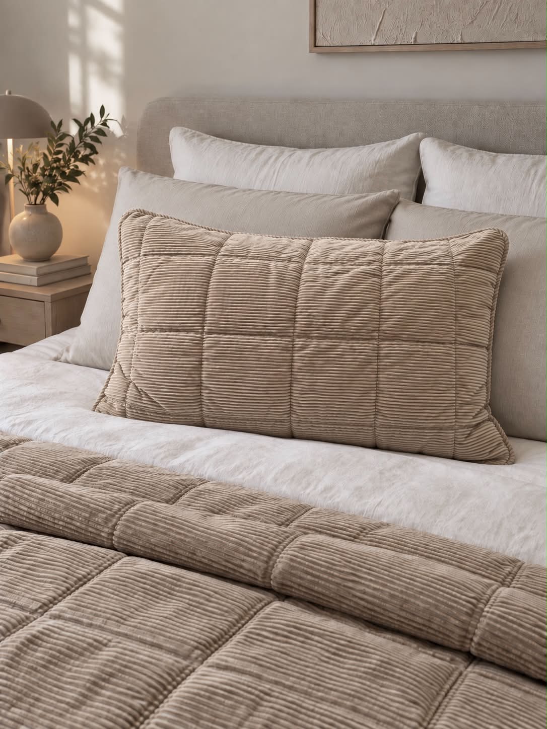 Housse de coussin en velours - Cappuccino